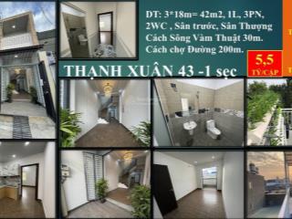 Tx43  1 sẹc nhà siêu đẹp 42.5m2, 3pn  sân thượng  sát bờ sông vàm thuật 2,780 tỷ