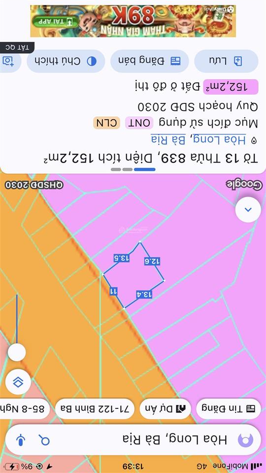 Bán lô đất đẹp mặt tiền hương lộ 2 gần chợ hoà long  bà rịa