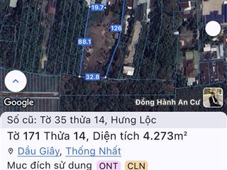 Cần bán đất quốc lộ 1a  hưng lộc  thống nhất  đn