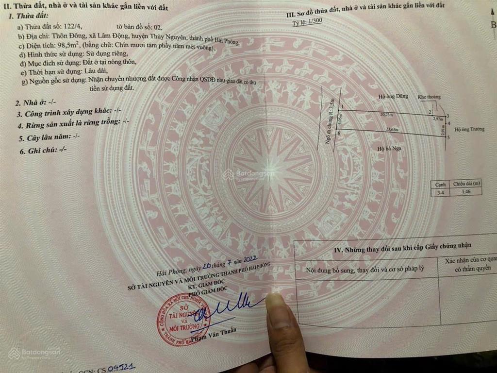 Bán lô đất đẹp thôn đông, xã lâm động, thủy nguyên