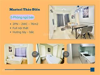 Bán căn hộ chung cư masteri thảo điền, 75m2, giá thỏa thuận, 2pn, 2wc, chính chủ