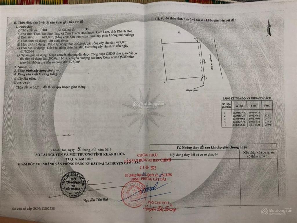 Cần bán lô đất mặt tiền đường số 6, cam thành bắc, cam lâm, khánh hòa giá 18 tr/m