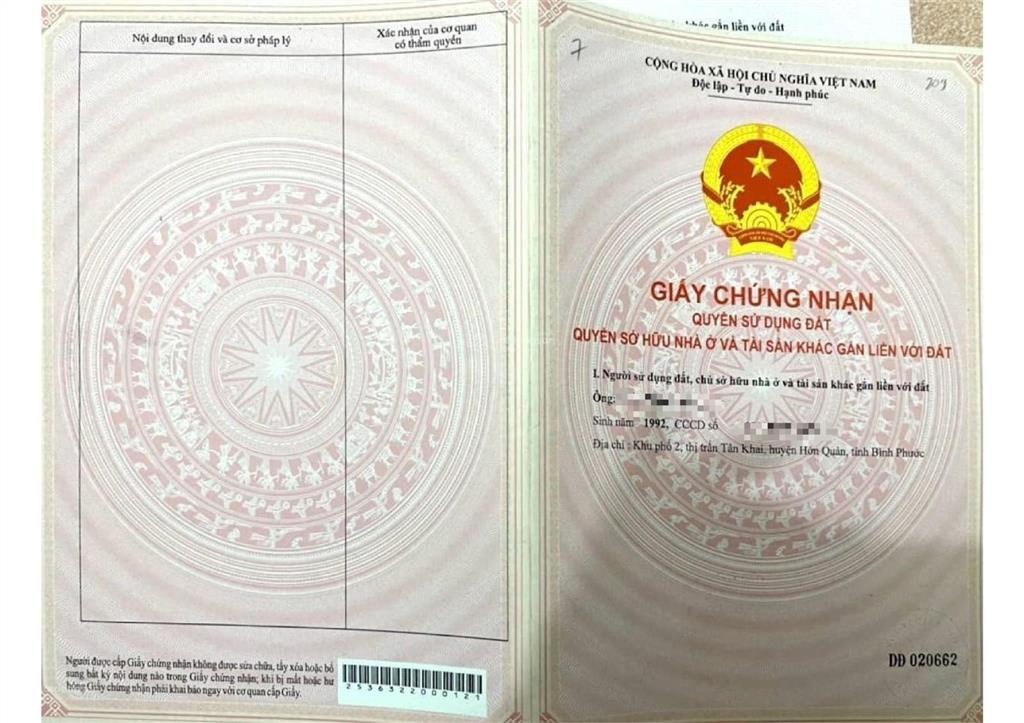 Bán 5 lô đất sổ đỏ huyện hớn quản từ 395tr