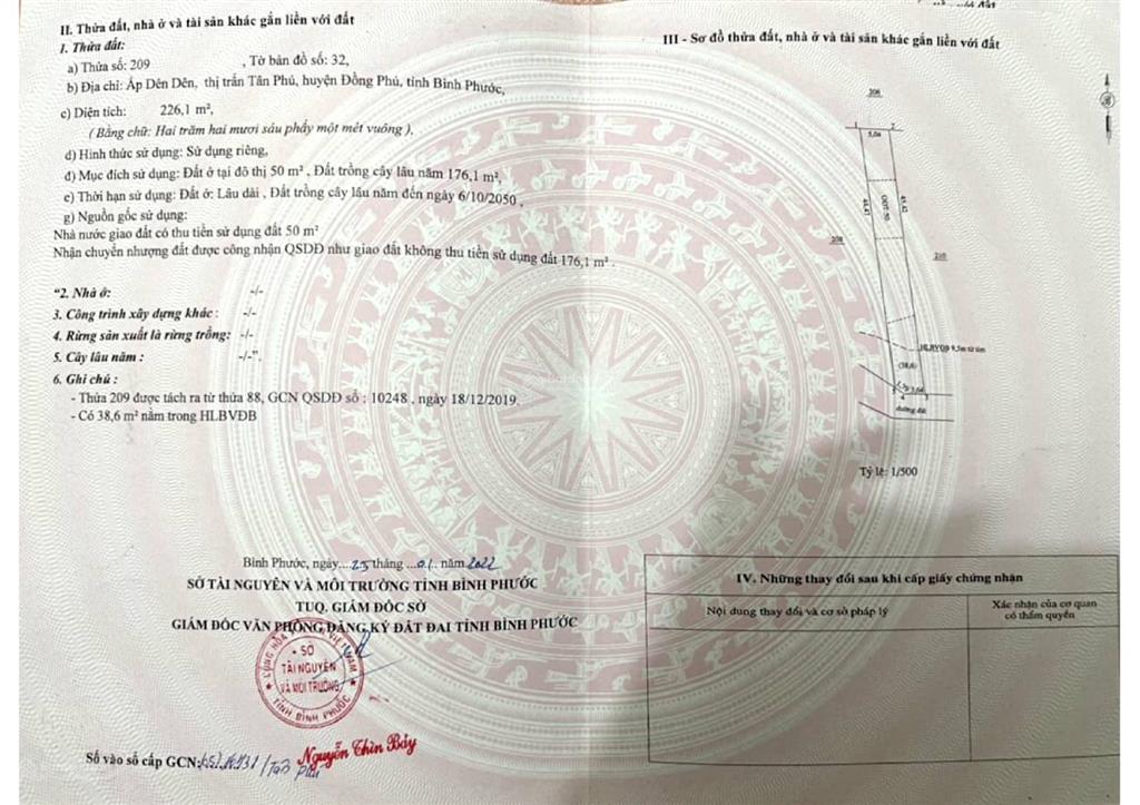 Bán 5 lô đất sổ đỏ huyện hớn quản từ 395tr