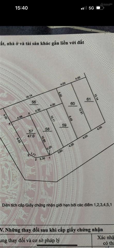 Bán mảnh đất nhỏ xinh vị trí góc 2 mặt tiền tại cổ loa. dt 47m2, ngõ 4m