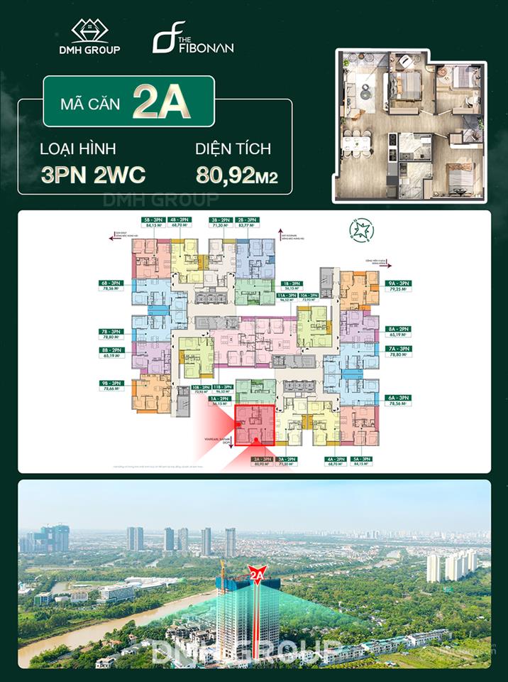 Chủ nhà vào nam công tác nên cần bán gấp căn góc 3pn đông nam tầng 10 dự án the fibonan giá 6 tỷ