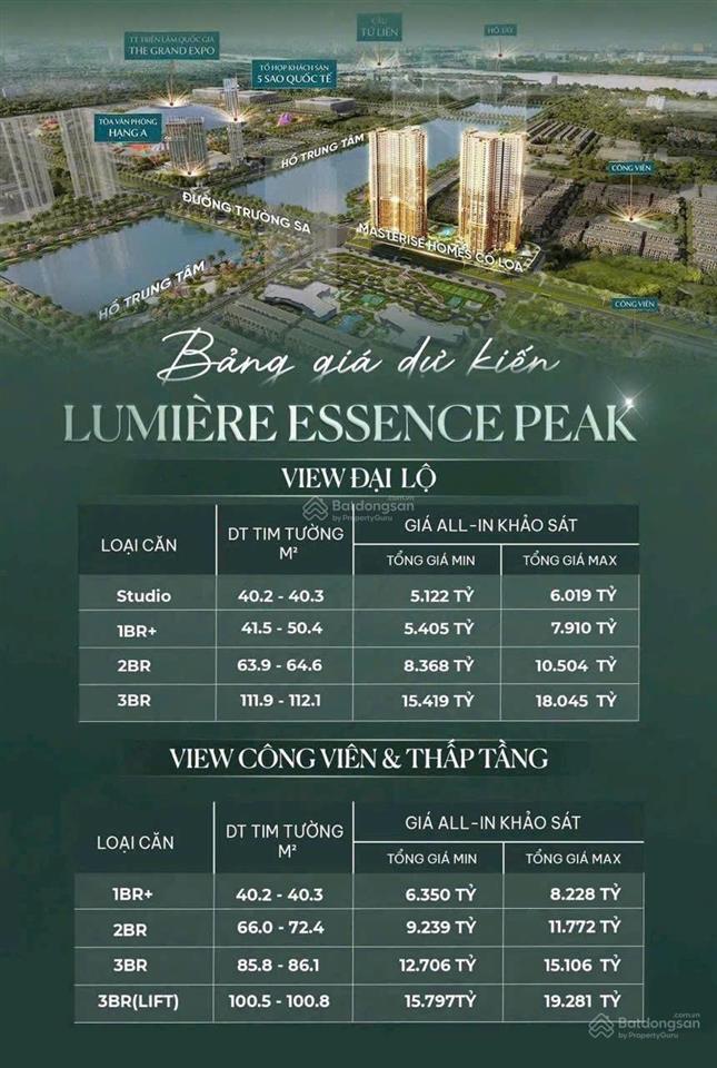 Nhận booking toà peak 1  lumiere essence peak  view hồ, siêu vip, chiết khấu 18%