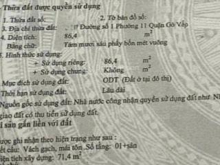 Nhà c4 6m x 14m (công nhận) hẻm 3m đường số 1 phường 11