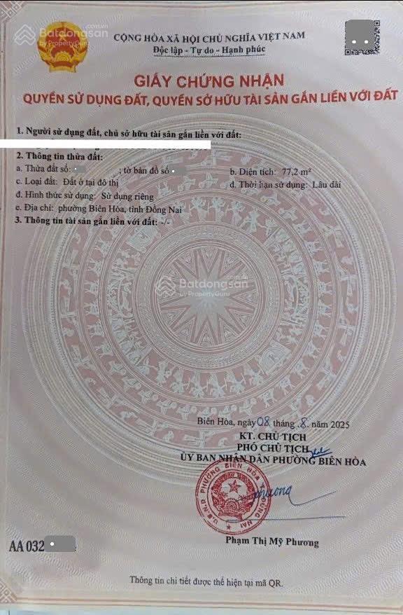 Bán đất thổ cư 100% gần đường phạm văn diêu 300m đường 10m có vỉa hè p. tân hạnh, tp. biên hòa