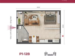 Hot! căn hộ peninsula đà nẵng  1pn  dt 48,2m2 chỉ 3 tỷ 625  view sông hàn, công viên  tầng 24