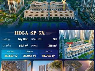 Bán shophouse hd5asp5a dự án malibu walk vinhomes ocean park 1 65,9m2 giá 18,796tỷ