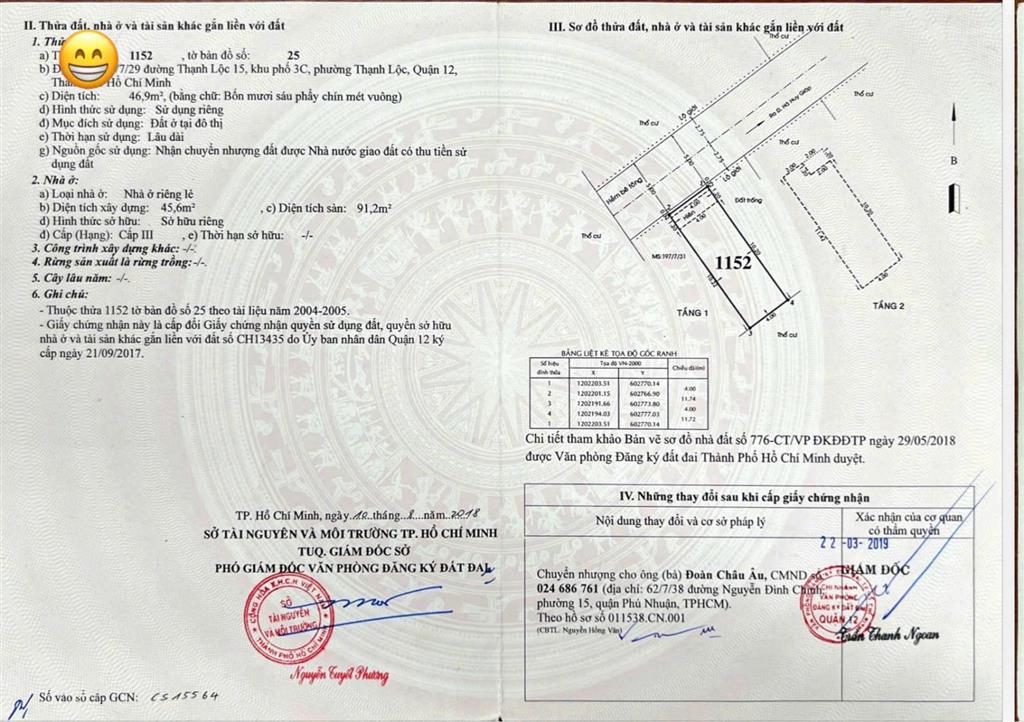Bán nhà đường thạnh lộc 15  an phú đông, sát chợ cầu đồng, ngã tư ga, hẻm xe hơi, giá 4.58 tỷ tl