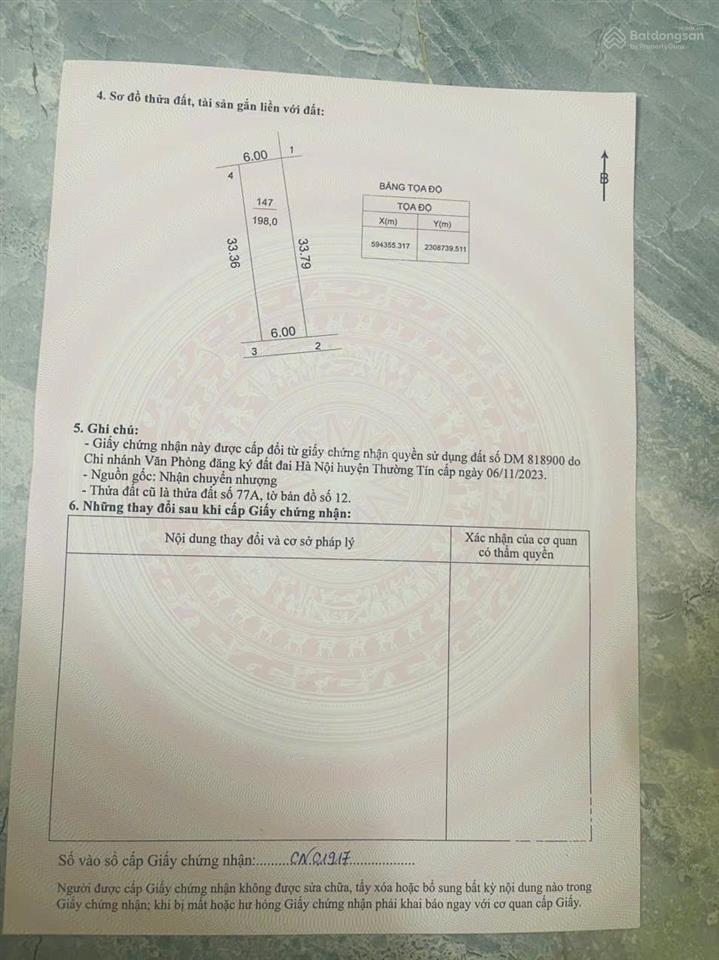 Chính chủ bán đất tại tự nhiên, thường tín, hà nội, 7,6 tỷ, 198 m2