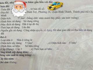 Nhà đẹp, 60m2 x 2 tầng, 6.5 tỷ, vào ở ngay p. 24, bình thạnh