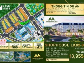 Bán nhanh lô góc shophouse lk0201 trục đường đào toàn bân rộng 23m. view chung cư