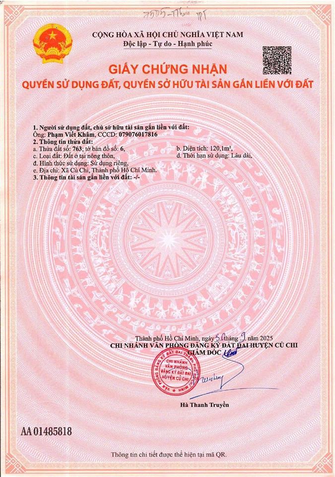 Bán đất chính chủ, trục đường hồ văn tắng. gần bv xuyên á và vinhome hóc môn