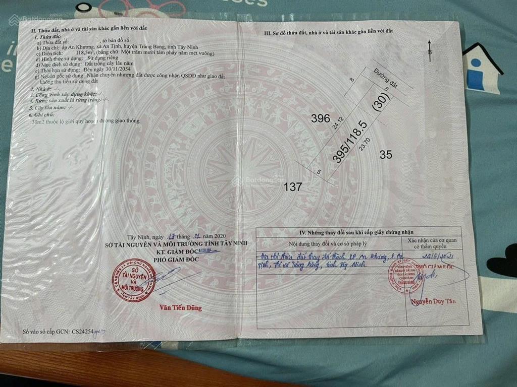 Đất đường an khang xã an tịnh tây ninh dt 118m2 gần kcn giá 750 triệu, full thổ, sổ riêng