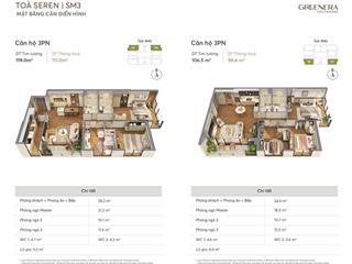 Căn hộ 3 pn  hướng đông nam mát mẻ  view nội khu xanh tại greenera southmark