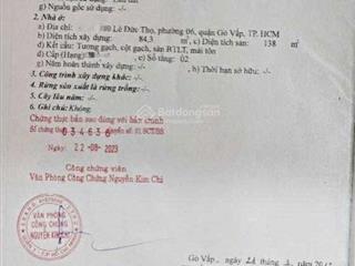 89tr/m2, hẻm xe tải 5m  gần mt dương quảng hàm, 95m2  2 tầng  8 tỷ 5