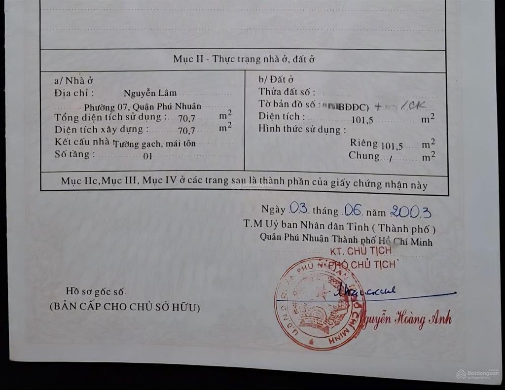 Nhà nguyễn lâm phú nhuận 5.5 x 18 có 101 m2 đất nhỉnh 8 tỷ tiện xây mới