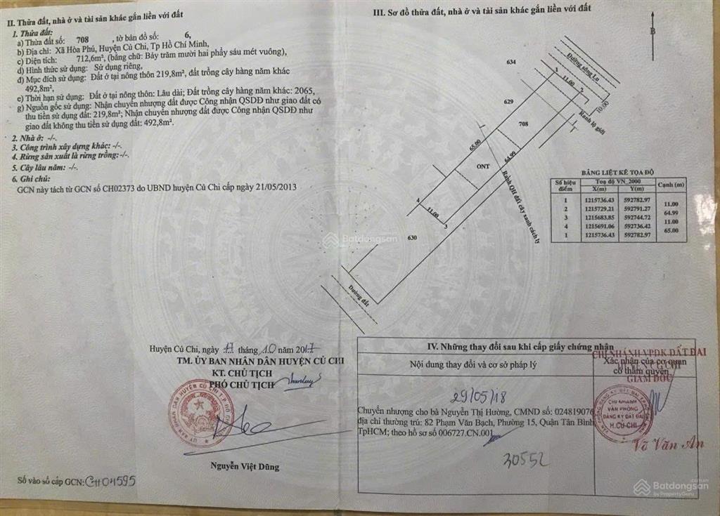 Thổ cư, đất có nhà cấp 4, 2 gian, shr đường sông lu nhựa 20m, xã hòa phú, củ chi