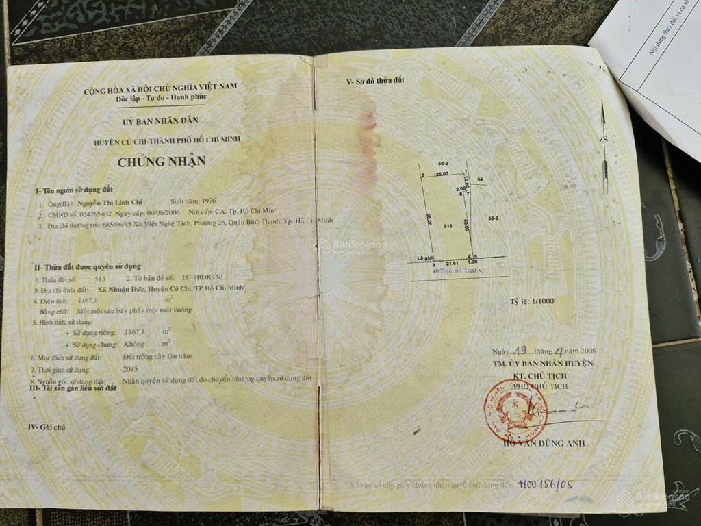 Thổ cư shr, mặt tiền nhựa 20m bà thiên ,nhuận đức, củ chi