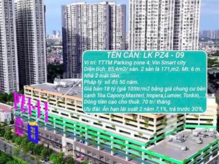 Shophouse parking zone 4 vinhomes smart city 2 mặt tiền cực kỳ lý tưởng cho mọi mô hình kinh doanh