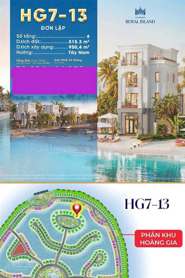 C. khấu 41% quỹ căn sl, đl dát vàng hoàng gia 180m2, 250m2, 450m2  4t vin vũ yên biển sau nhà