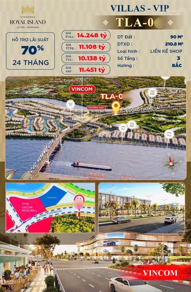 C. khấu 41% quỹ căn sl, đl dát vàng hoàng gia 180m2, 250m2, 450m2  4t vin vũ yên biển sau nhà