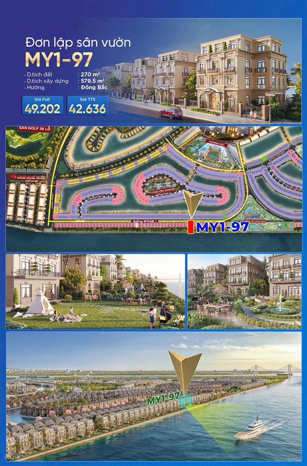 C. khấu 41% quỹ căn sl, đl dát vàng hoàng gia 180m2, 250m2, 450m2  4t vin vũ yên biển sau nhà
