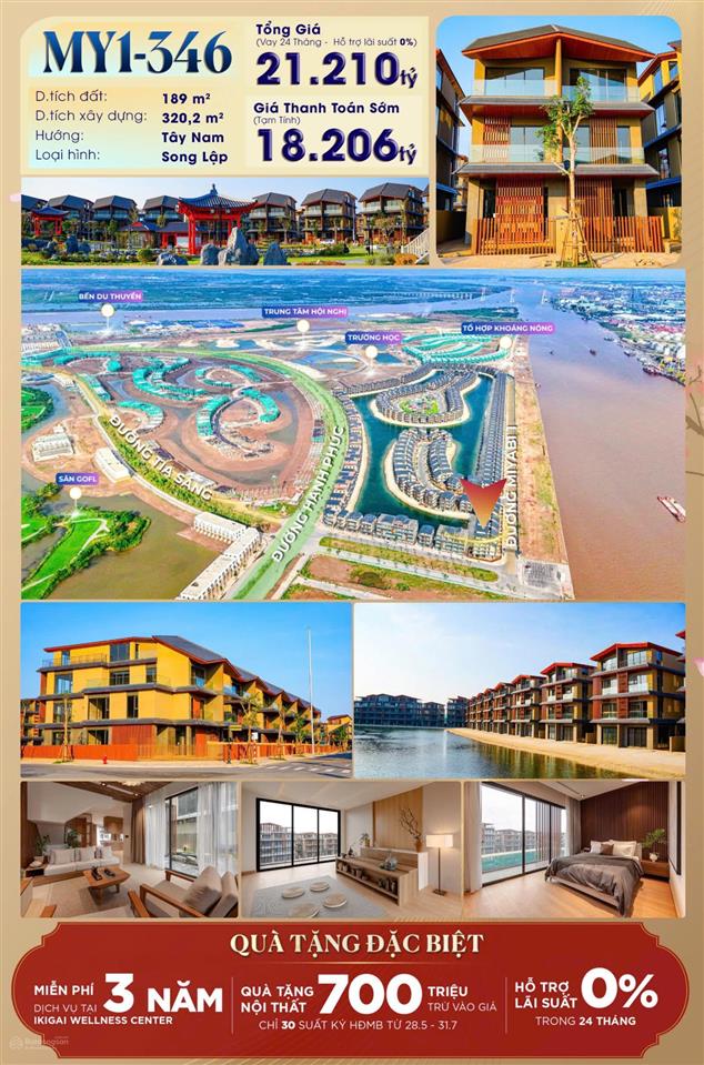 C. khấu 41% quỹ căn sl, đl dát vàng hoàng gia 180m2, 250m2, 450m2  4t vin vũ yên biển sau nhà