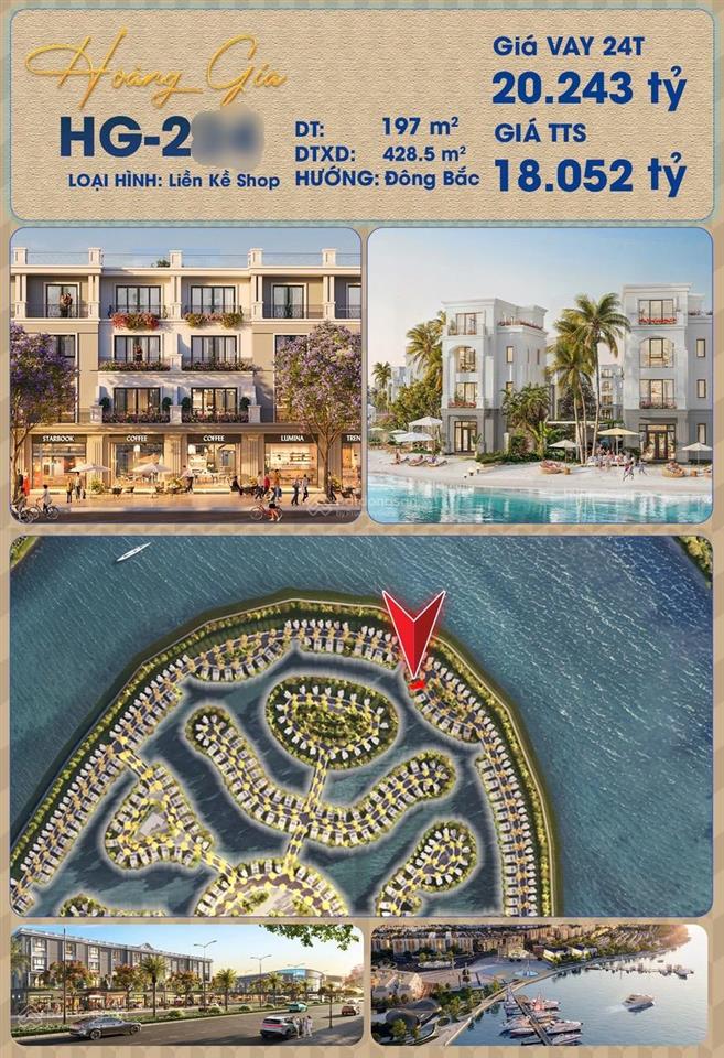 C. khấu 41% quỹ căn sl, đl dát vàng hoàng gia 180m2, 250m2, 450m2  4t vin vũ yên biển sau nhà