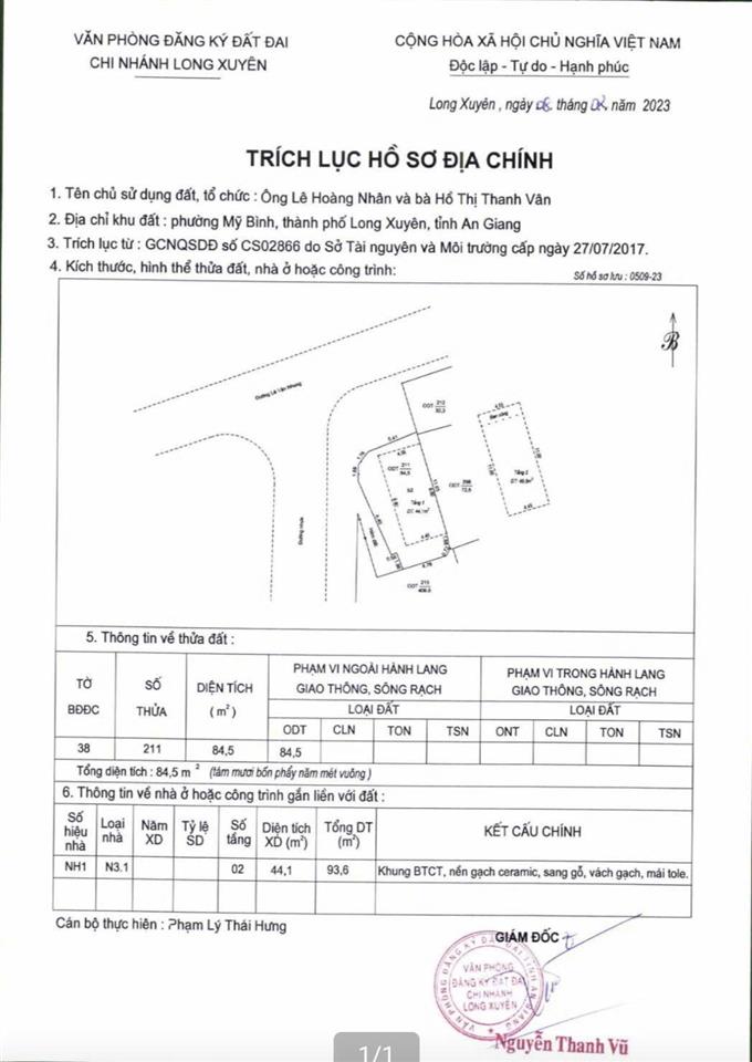Bán nhà gốc 2 mặt tiền  đường lê văn nhung  phường mỹ bình  tp. long xuyên  an giang