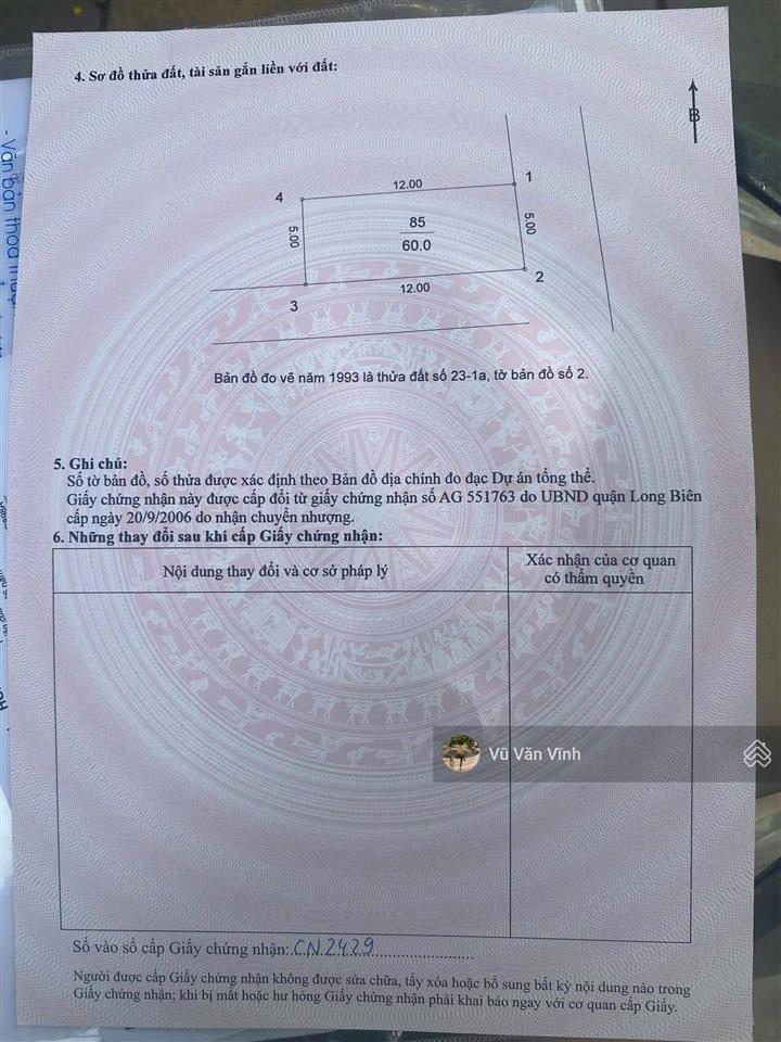 Bán đất cạnh trường cấp 3 thạch bàn, 2 mặt tiền ô tô, 60m2, mặt tiền 5m, giá 11.5 tỷ
