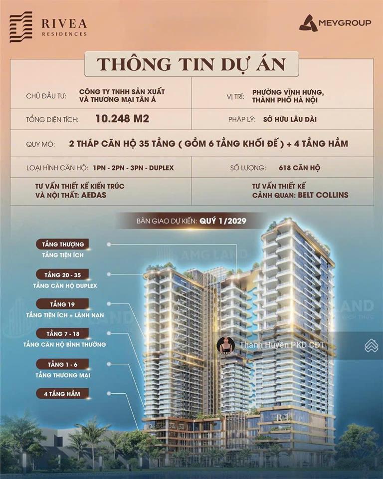 Cc rivea hà nội  quỹ căn hiếm, 4 tầng hầm, tiêu chuẩn 5 sao trực tiếp cđt