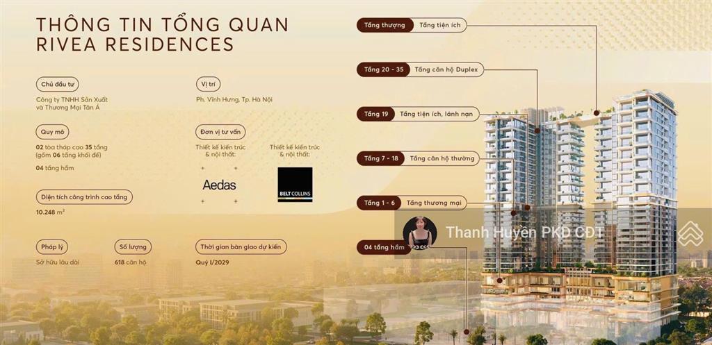 Cc rivea hà nội  quỹ căn hiếm, 4 tầng hầm, tiêu chuẩn 5 sao trực tiếp cđt