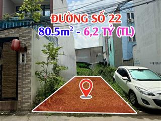 Bán đất đường số 22, linh đông, ngay vành đai 2  hẻm ô tô, dt 80.5m  5.5 tỷ