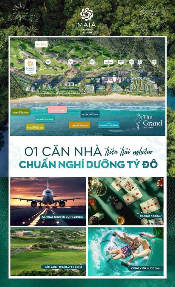 Chỉ 1,2 tỷ sở hữu căn hộ maia hồ tràm, chủ đầu tư cam kết cho thuê chia sẻ doanh thu chuẩn 5 sao