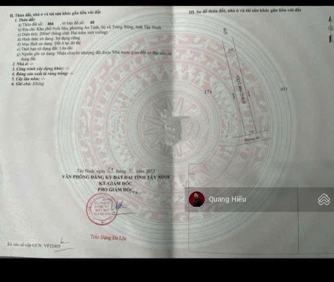 Chủ bán lỗ lô đất 200m2 ngay cạnh chợ suối sâu p. an tịnh trảng bàng, giá 650 triệu, sổ hồng riêng