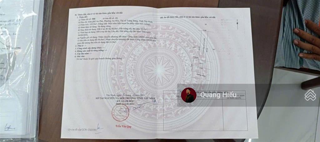 Bán lô đất đ. nguyễn du gần chợ trảng bàng, dt 144m2 giá 750 triệu, sổ hồng riêng