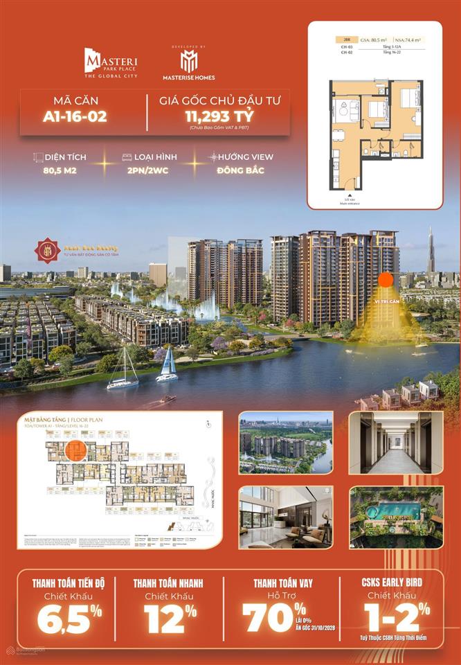 Căn hộ view sông quận 2  căn 2pn 80,5m2 | view sông rạch chiếc  an phú quận 2 | tại the global