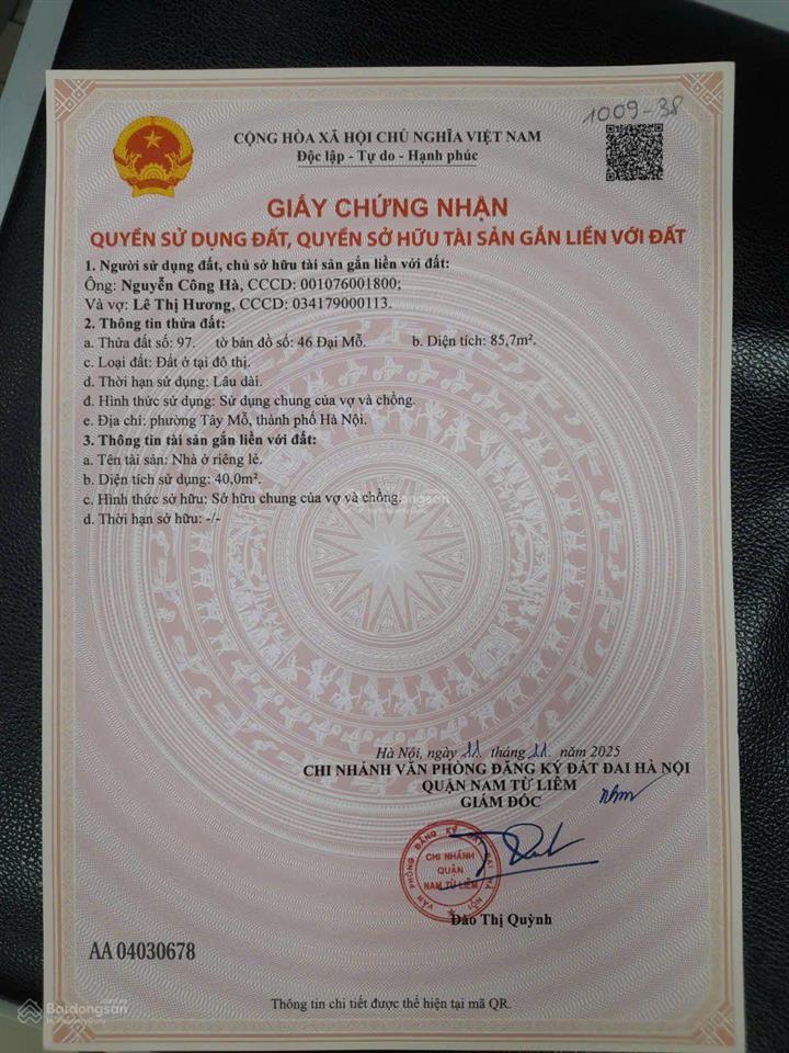 Bán đất 86m2 tại quang tiến,nam từ liêm, 5 phút sang sân mỹ đình giá có 15,2 tỷ, xe tải đỗ cửa .