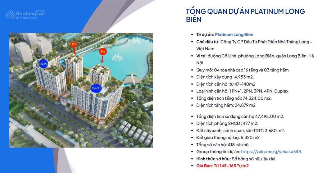 Chính chủ cần bán căn ngoại giao 3 ngủ dự án platium long biên