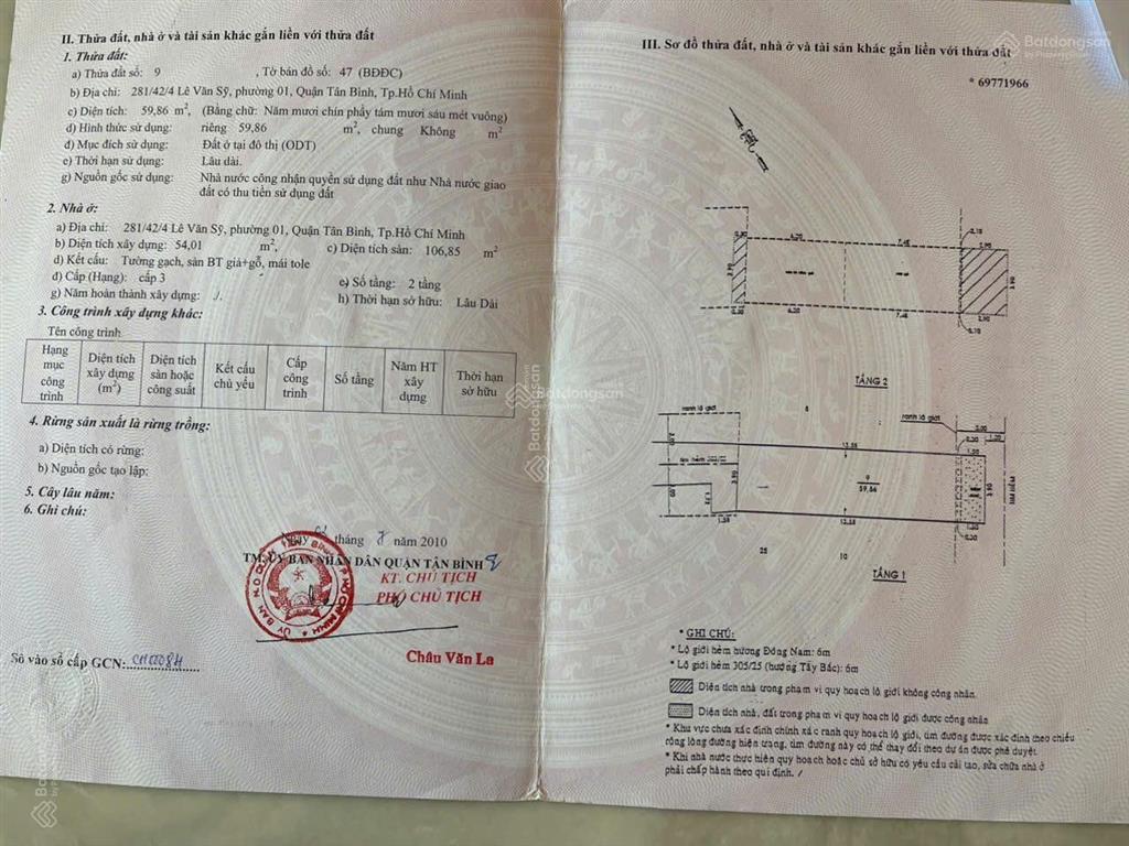 Ngộp bán gấp trong tuần nhà 2 mặt hẻm 305 lê văn sỹ, 2 tầng (4x15 vuông vức) giá 7.450 tỷ tl