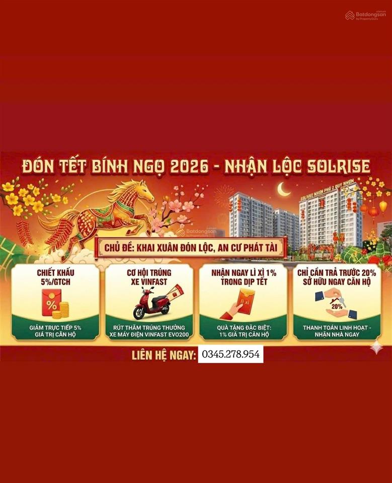 Chỉ 154 triệu  chạm tay ngay giấc mơ an cư tại solrise nhơn phú 2