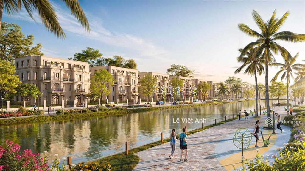 Biệt thự song lập view sông bình minh 228m² hướng tây nam sổ đỏ lâu dài