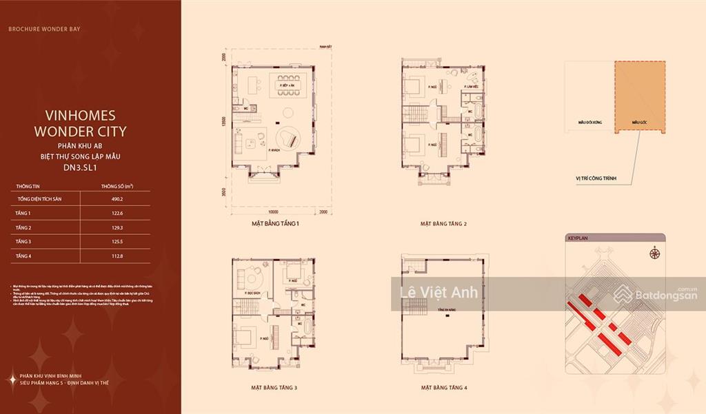 Biệt thự song lập view sông bình minh 228m² hướng tây nam sổ đỏ lâu dài
