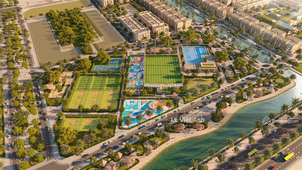 Biệt thự song lập view sông bình minh 228m² hướng tây nam sổ đỏ lâu dài