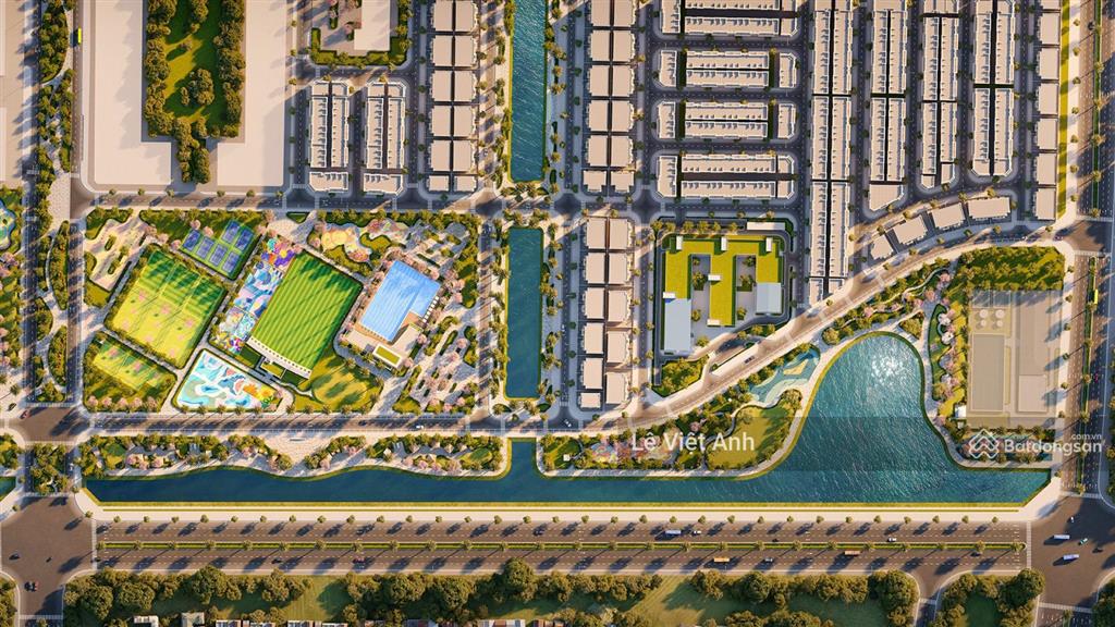 Biệt thự song lập view sông bình minh 228m² hướng tây nam sổ đỏ lâu dài