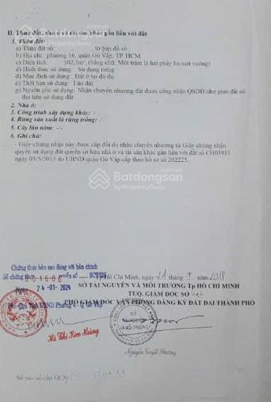 Chủ ngộp bán lô đất 102m2 nở hậu đẹp kế bên trường phan chu trinh, p16 gò vấp. giá chỉ 75tr/m2